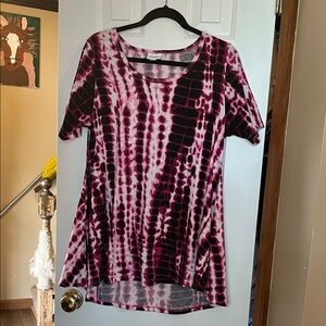 LuLaRoe Women's Pink and Black Short Sleeve Top